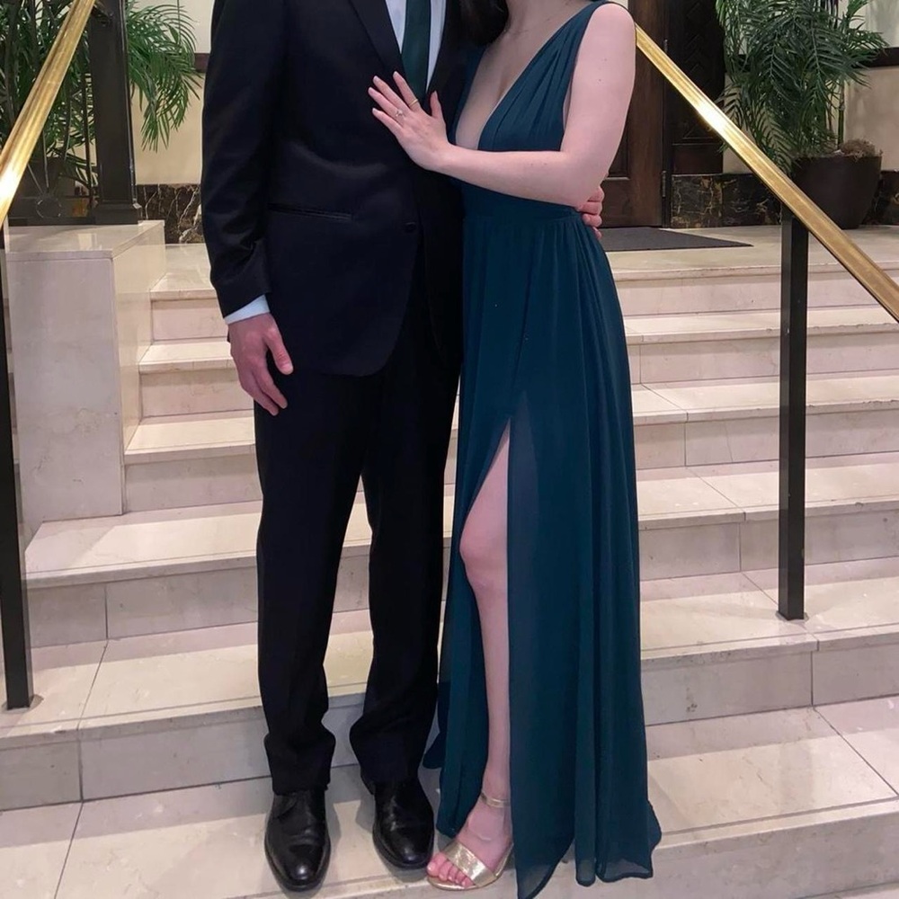 Lulu's dark green goddess maxi dress